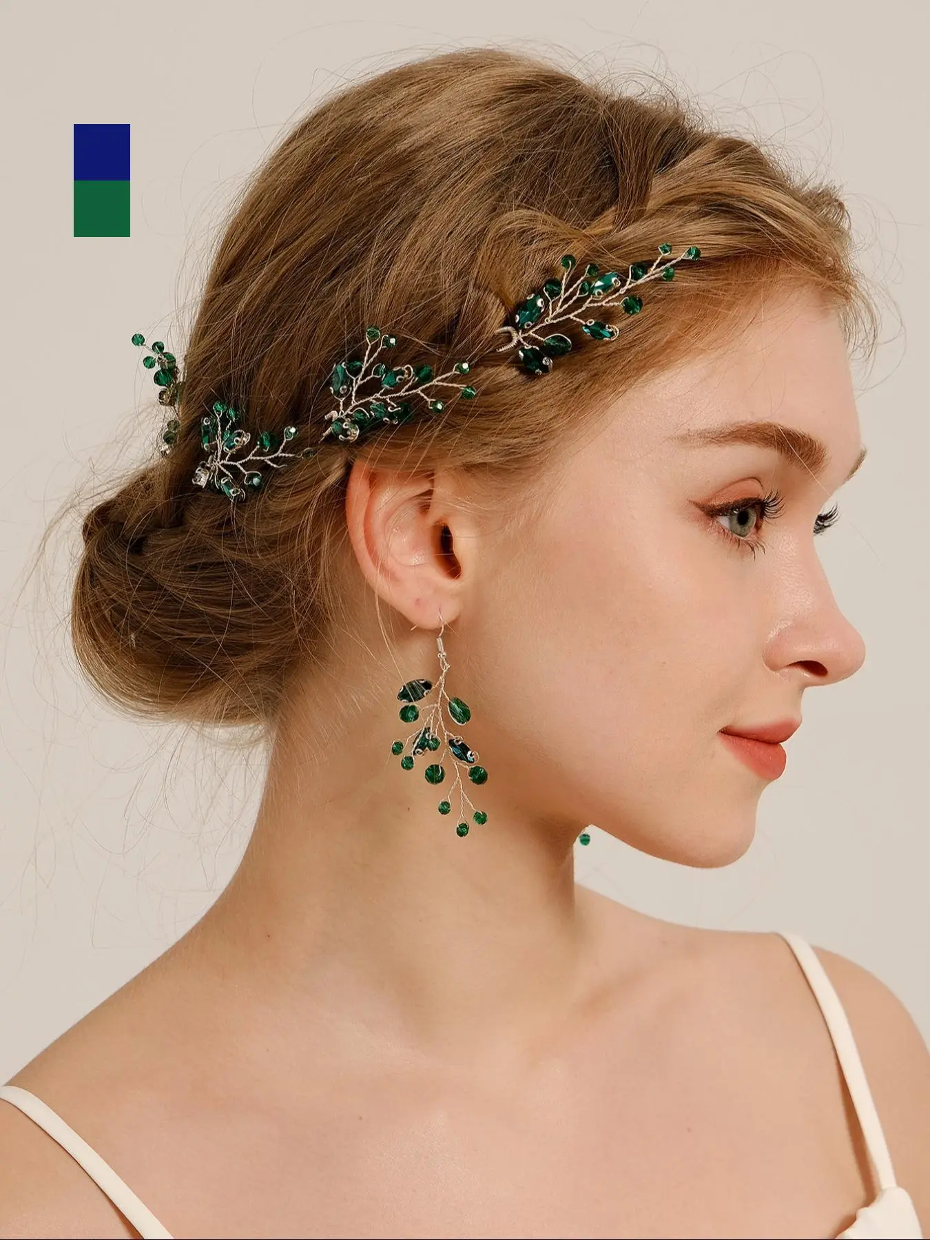 Elegant Artificial Crystal Decorated Hair Comb & Earrings Set, Bridal Headwear Set, Fashion Wedding Accessories for Women