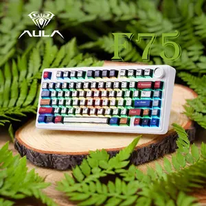 Aula F75 Gasket Mechanical Keyboard, 75% Wireless Hot Swappable Gaming Keyboard with Five-Layer Padding&Knob, Bluetooth/2.4GHz/USB-C, RGB