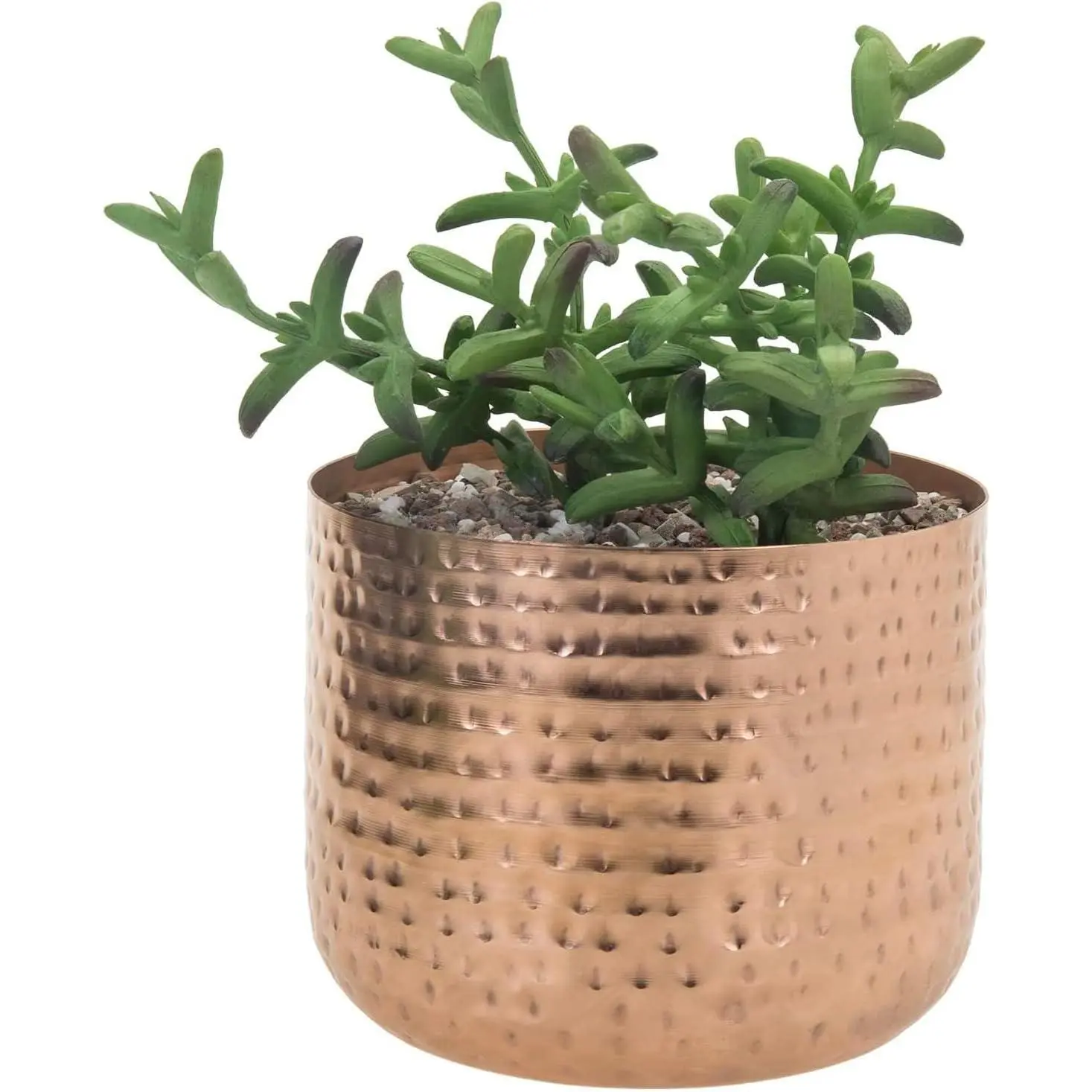 6 Inch Copper Tone Metal  Pot with Hammered Design, Decorative Small Succulent Planter - Handcrafted in India