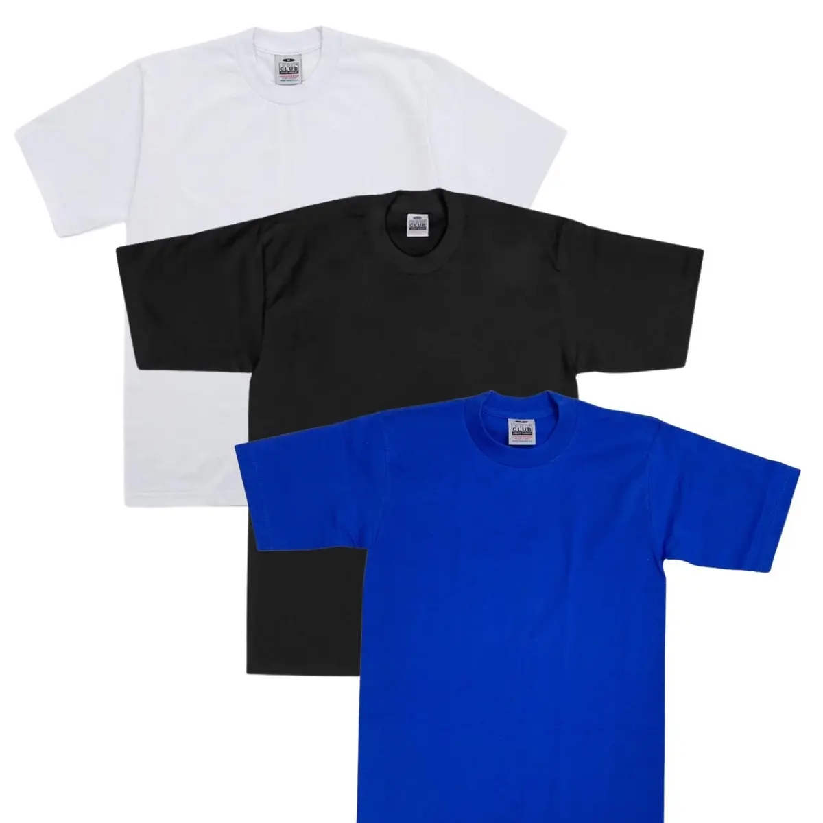 Pro Club Men's Original 3-Pack Thick Heavyweight Cotton Jersey Crew Round Neck T-Shirts, Short Sleeve Stylish Casual Streetwear with Tight Stay-Round Collar