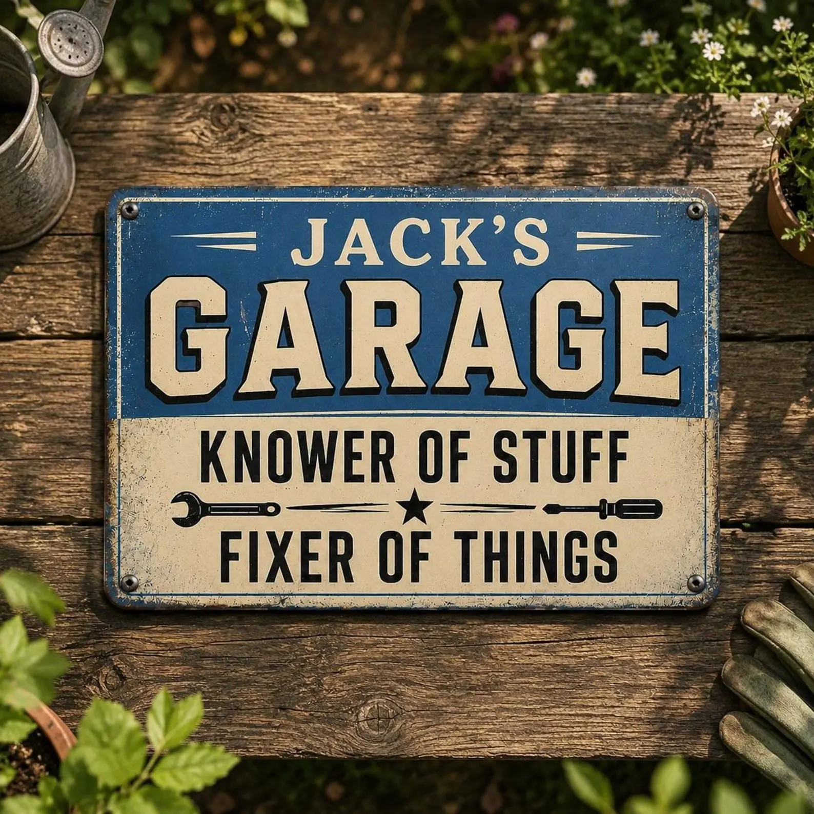 Vintage Mechanic Workshop Decor Signs, Funny Fixer-of-Things Man Cave Dad Gifts