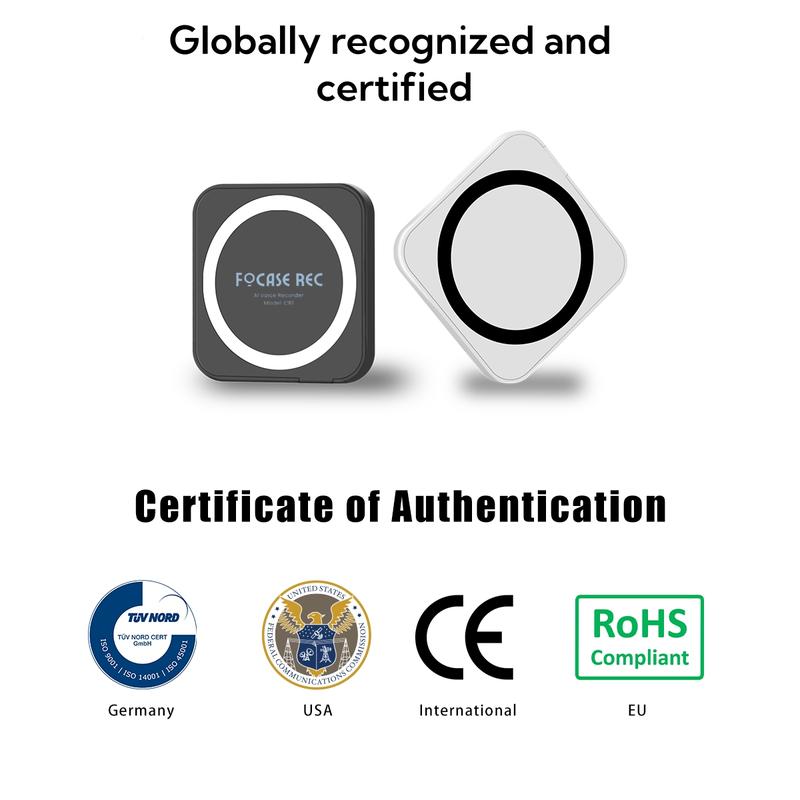 AI Digital Voice Recorder with Transcription & Summary,Perfect for Bussiness Profession, Couple, 64GB, Supports 100 Languages, Call Recording, App Control, Secure, Magnetic Design (Black) recorder AI Voice