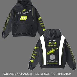 Kawasaki X A-stars Biker Hoodie Washed Vintage Racing Streetwear, Motorcycle Graphic Hoodie Unisex, Designed for Motor Fans, Sportbike Culture, Speed Lovers & Urban Motorbike Style