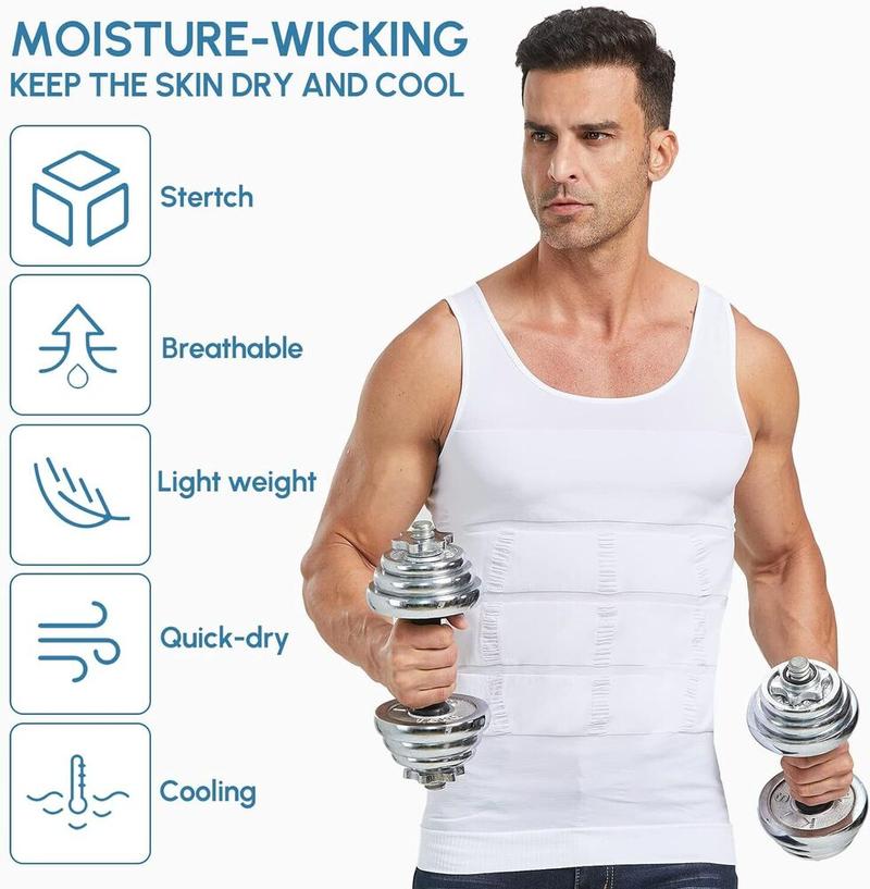 3/2/1 PACK Mens Body Shaper Tummy Vest Compression Shirts Menswear Male Compression Shirt Tank Top Shapewear Workout Tighten Abdomen Undershirt Athletic Compression Under Base Layer Sport Tank Top