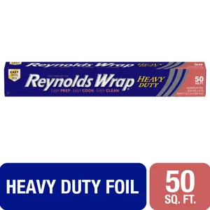 Heavy Duty Aluminum Foil 12 Inch Width 50 Square Feet Easy Tear Edge for Cookware and Disposable Applications