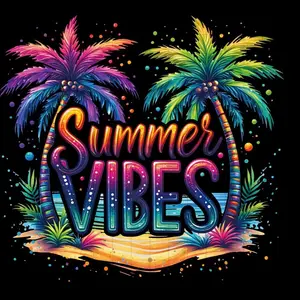 DTF Transfers Summer Vibes - Vibrant Tropical Design for Custom T-Shirts and Apparel