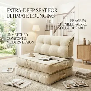 Single lazy sofa, small folding sofa bed with soft package for deep seat wrapping, boneless sofa in living room and bedroom, no need for assembly