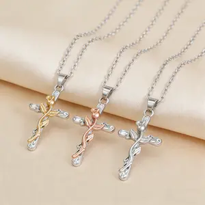 European and American vintage alloy cross and rose