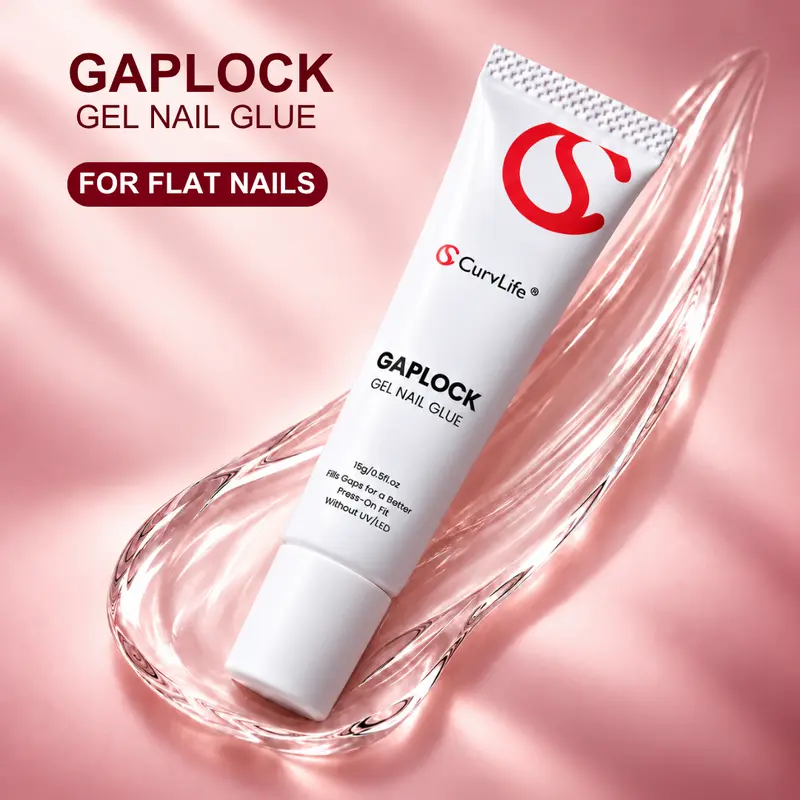 CurvLife Nailora GapLock Glue Strong Hold Adhesive for Press-On Nails – No UV Lamp Needed, Gap-Filling Formula for Flat & Downward-Growing Nails, Long-Lasting DIY Manicure, Nail Glue Strong Hold