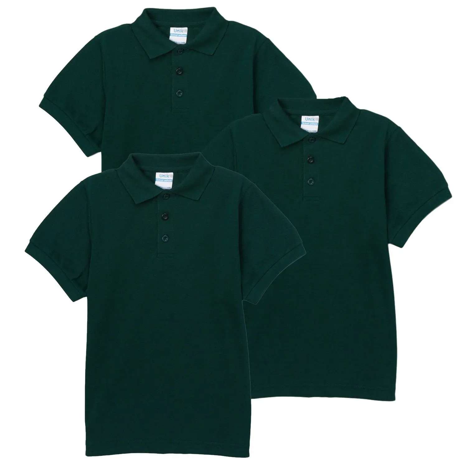 Boy's Premium Quality Pique Polo Uniform Shirt Short Sleeve Hunter Green 3Pack 5-18 BSU01 (Copy)