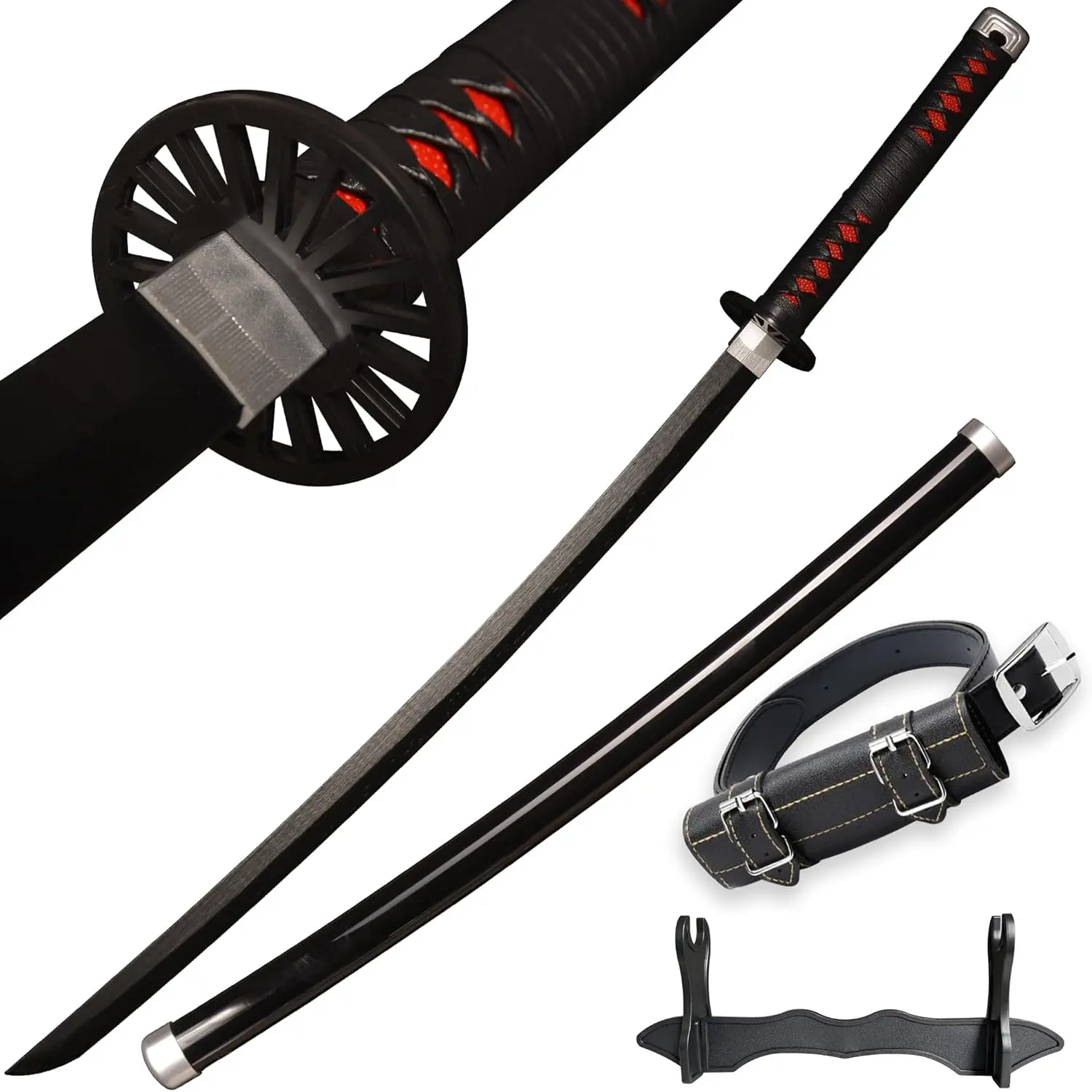 Kinstore 41" Kamado Tanjirou Plastic Katana Samurai Sword Demon a Slayer Cosplay Plastic Sword for Costume Replica