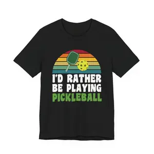 Unisex Short-Sleeve Classic Collar Tapered Pickleball Print T-Shirt | Funny Sport Graphic Tee, Pickleball Player Gift
