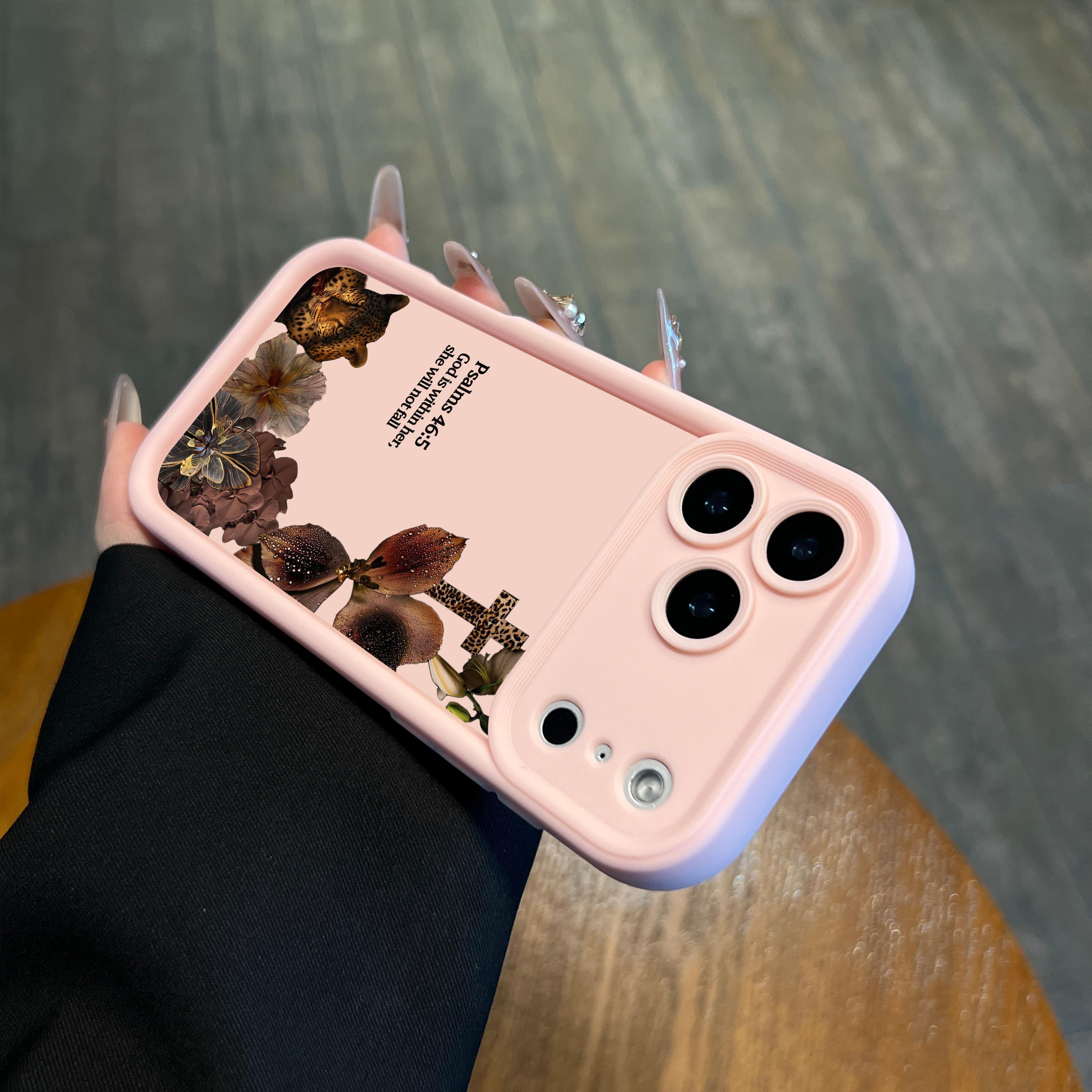 Aesthetic Leopard Print Bible Verse Phone Case for iPhone 17 Pro Max Air 16 15 Plus 14 13 12 11 with Wrist Strap Lanyard Psalms 46 5 Christian Religious Faith Gift Shockproof Protective Case