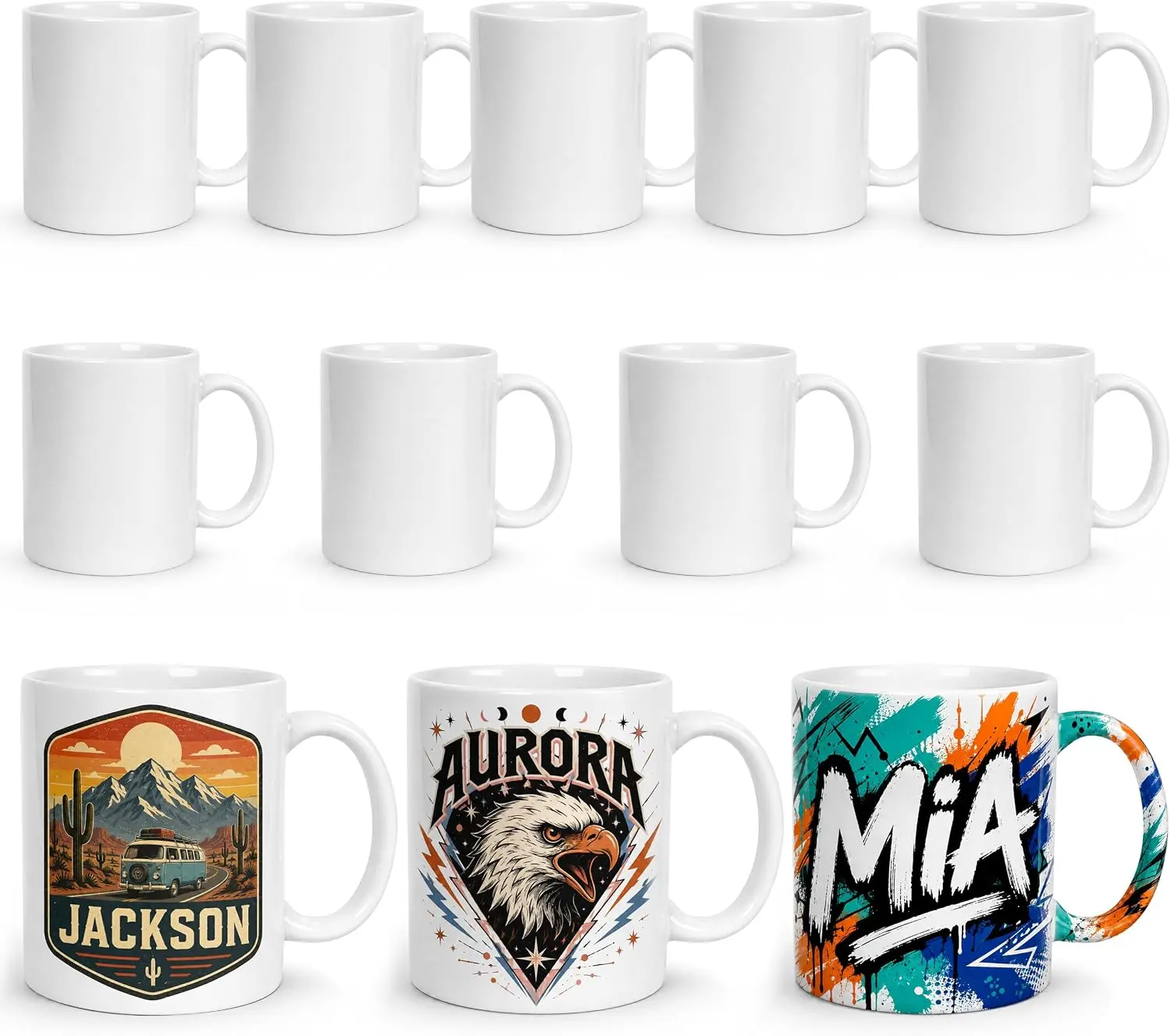 Joyclub Sublimation Mugs 11 oz,12 Pack White Ceramic Tazas Para Sublimar | Sublimation Coffe Cups White Mugs Blanks with Sublimation Coating for Heat Press,DIY Photos,Logos,Coffee,Tea ,Cocoa Food-Safe