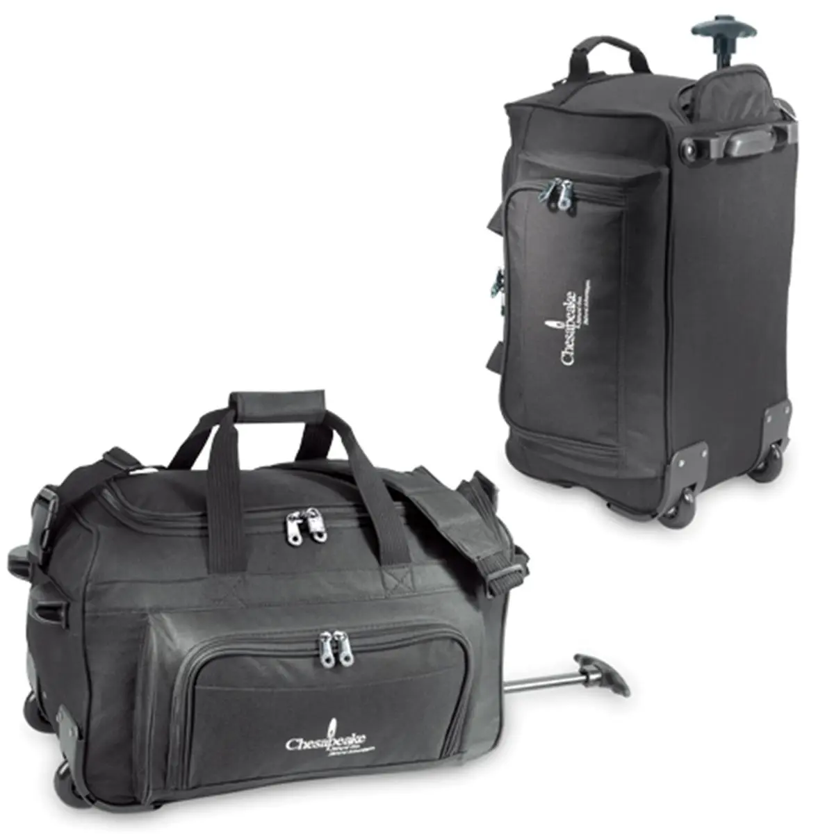 212 MAIN Golden Pacific Vanguard Rolling Duffel - Black, Carry-On Size, 600D Polyester, Hideaway Handle, In-Line Wheels, Zipper Closure