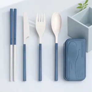4-in-1 Camping Utensil Set, Lightweight Portable Travel Cutlery, Fork Knife Spoon Chopsticks Combo for Picnic, Heat-Resistant & Durable, Easy Storage for Dorm Outdoor Use.