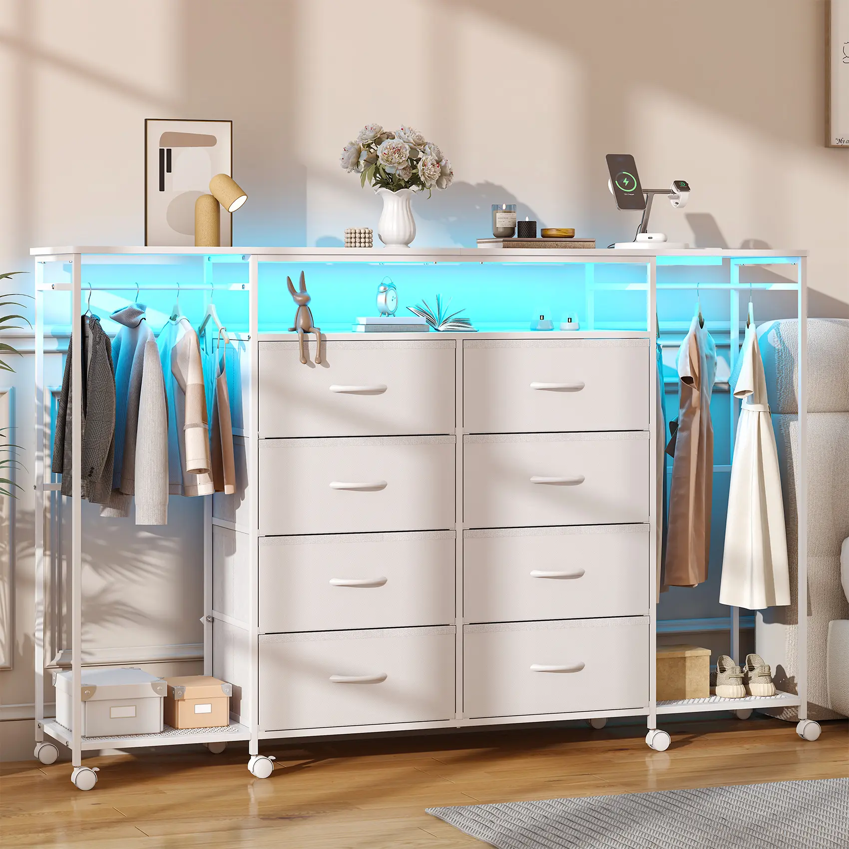 dresser with hanging rack 4 Drawers Dresser with Hanging Rack – Sua Casa Boutique main image 0
