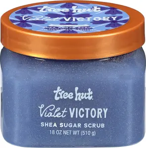 Tree Hut Violet Victory Shea Sugar Scrub, Exfoliating, Hydrating & Moisturizing Body Scrub with Shea Butter & Natural Oils, Smooth & Soften Skin, Polishing Exfoliant for Radiant Skin, 18 oz