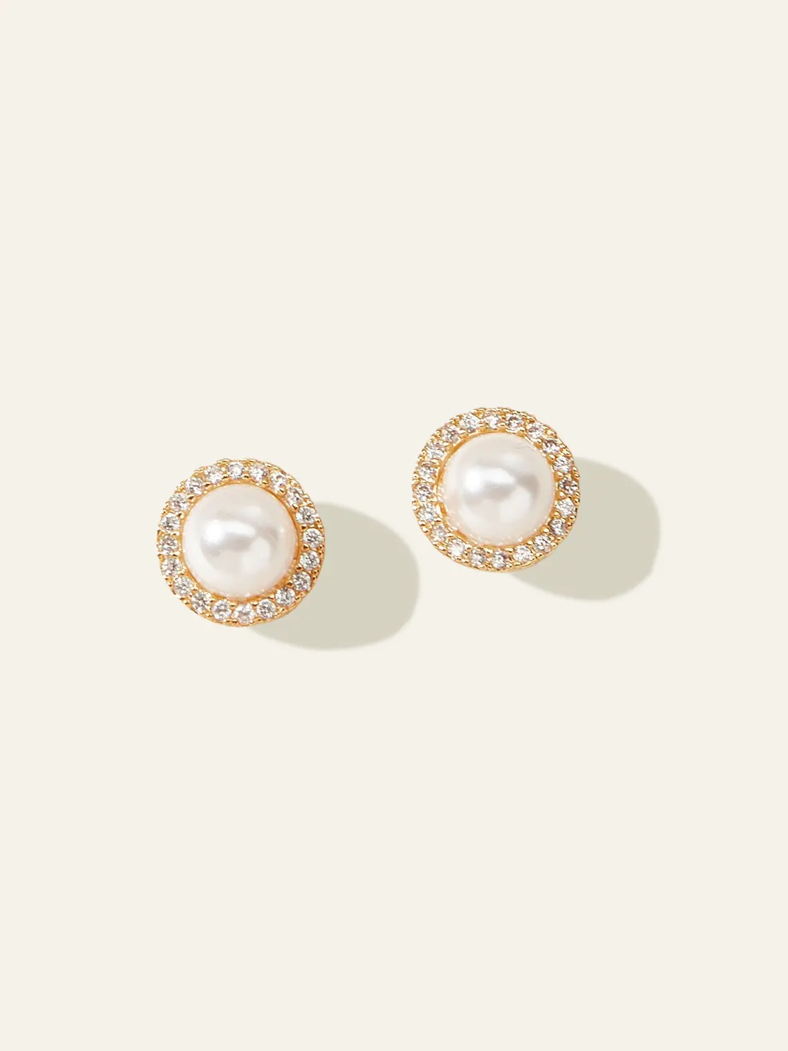 Azazie Pearl Halo Stud Earrings Lustrous Pearl Classic Stud Halo Detail Lightweight Look Wedding Guest Prom Party