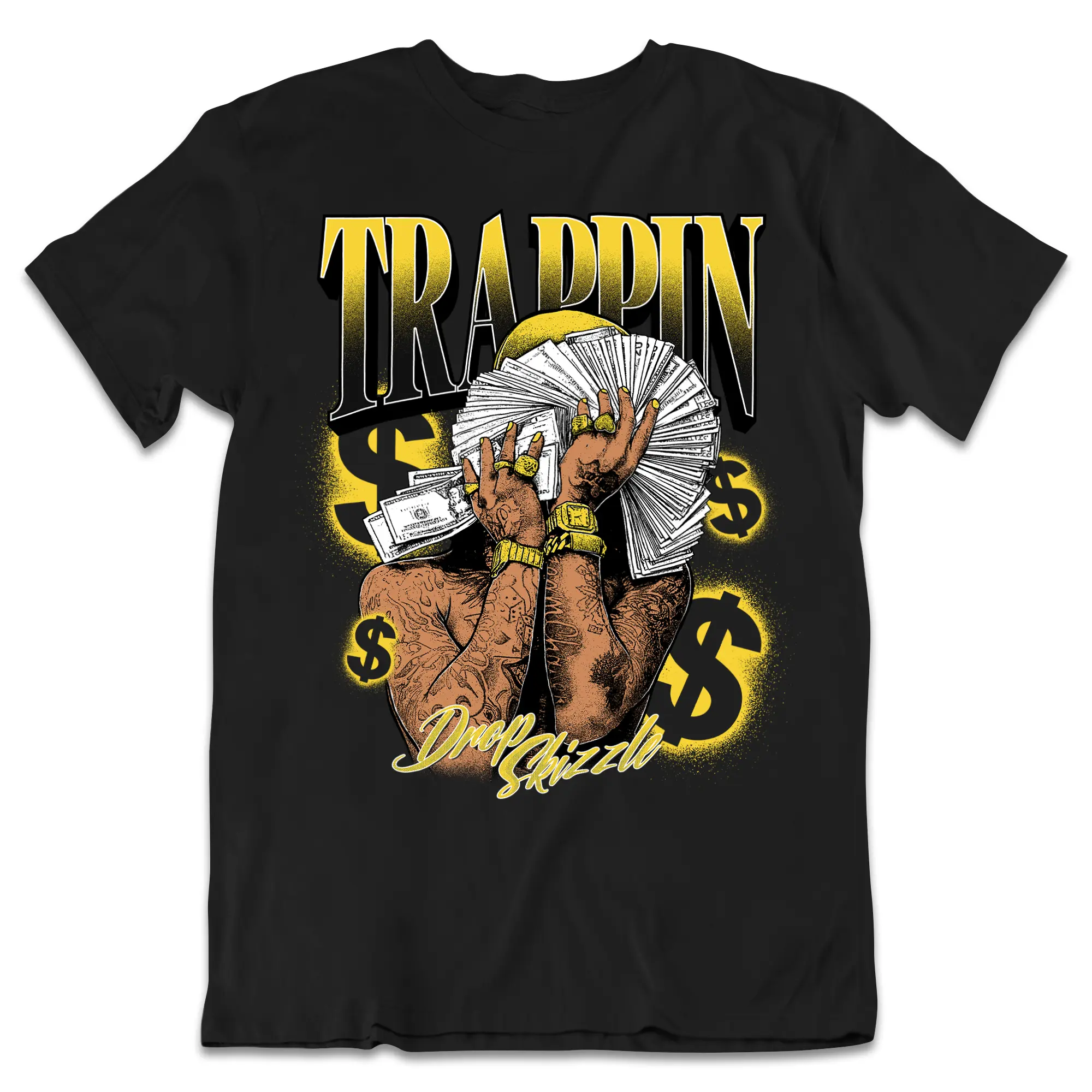 Tshirt Match Yellow Thunder 4s DropSkizzle Unisex T-Shirt Trappin Graphic Tee, Fitted, Cotton