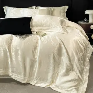 3-Piece Satin Silky Jacquard Bedding Set, Includes 1 Duvet cover & 2 Pillowcases, Soft Silk-Like and Polyester Fabric, All-Season Use, Soft Bedding Sets