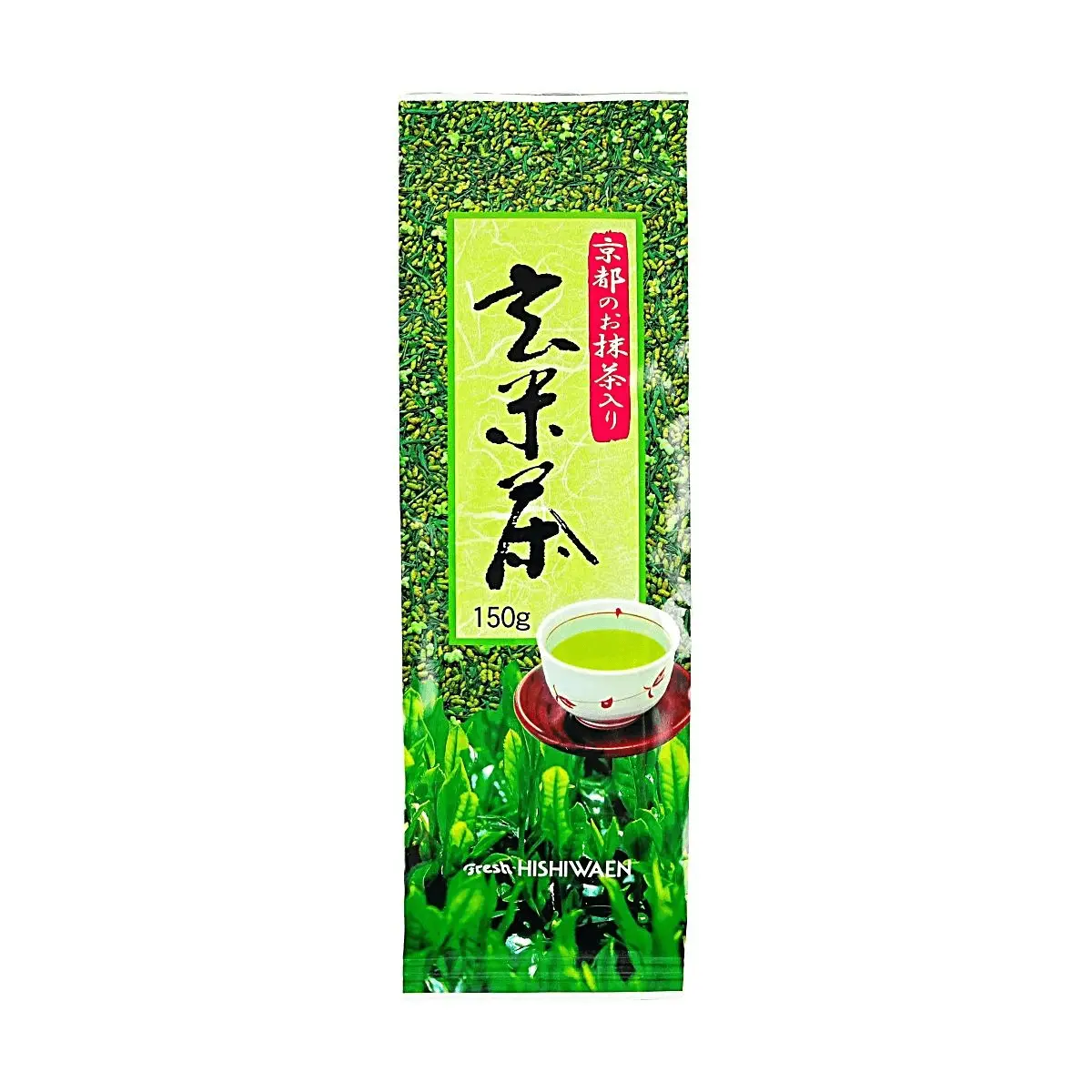 Hishiwaen Japanese Matcha Genmaicha Green Tea 150g - Roasted Brown Rice & Matcha Blend for Authentic Flavor