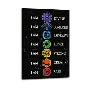 Chakra Affirmation Metal Sign Artistic Wall Decor, Waterproof Canvas Poster, Cute And Vibrant Poster for Bathroom, Living Room, Bedroom, Dorm, A Perfect Gift Idea for New Year Home Decor