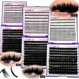 100D/80D/60DLash Clusters With Spikes & Bottom Lashes 280/200/196 Pcs Fluffy Volume Manga Natural Spiky Cluster False Eyelashes Fairy Cluster Lashes Wispy Manga Lash D Curl Individual Anime Mink Lashes Extensions Full Pack DIY At Home