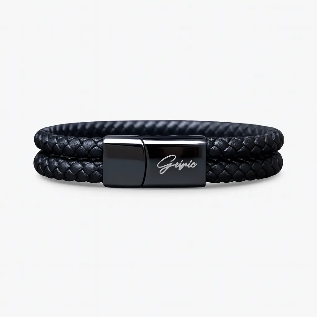 Generic NYC Men’s Genuine Leather Double Strap Dublin Bracelet Adjustable