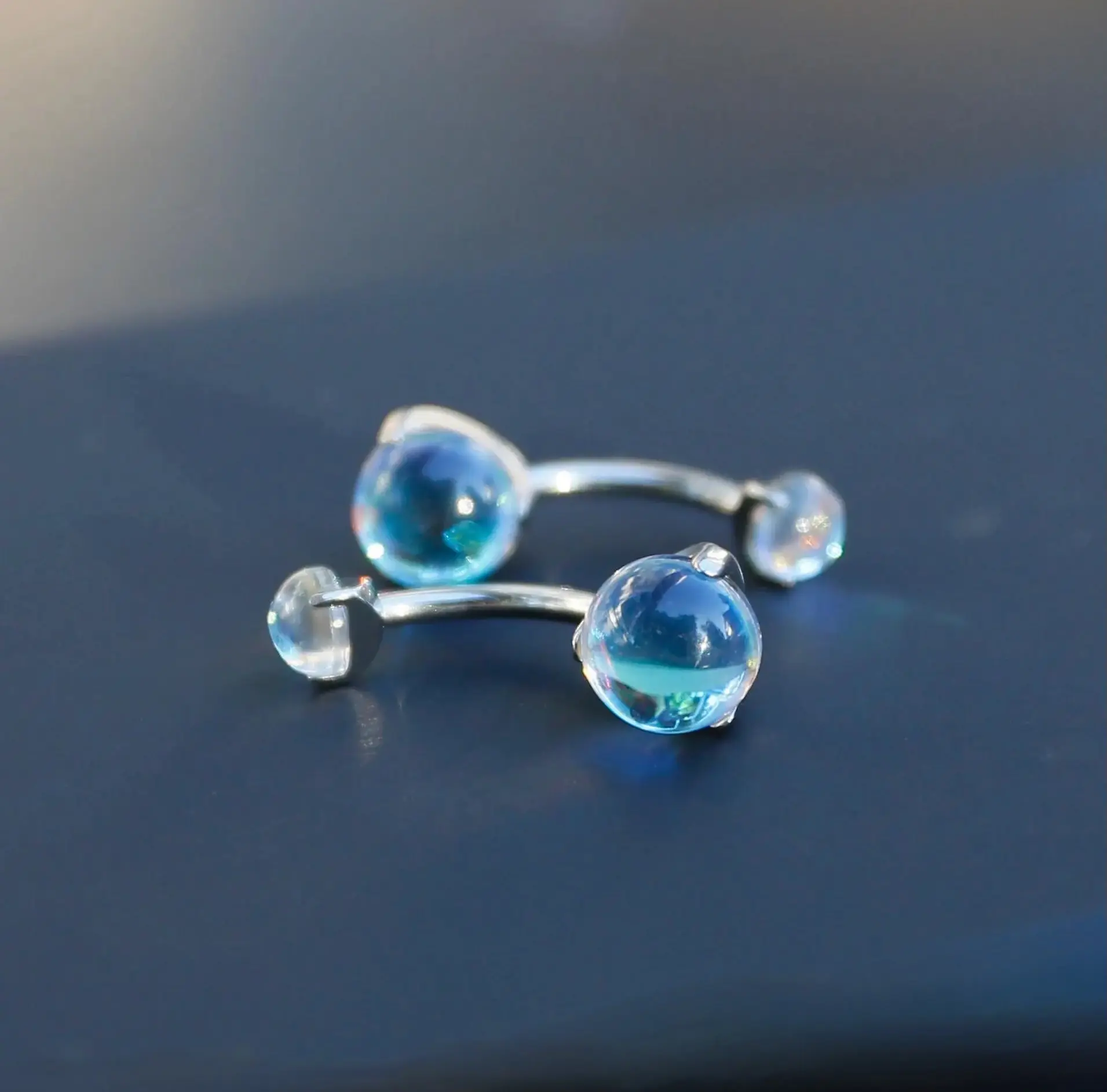 Titanium MoonStone Belly Button Ring • Belly Ring Piercing • Rook Earring • Eyebrow Piercing • Navel Piercing Jewelry • Gift for Her