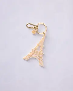 Solar Eclipse - Hand Painted Eiffel Tower Bag Charm + Keychain - Ivory
