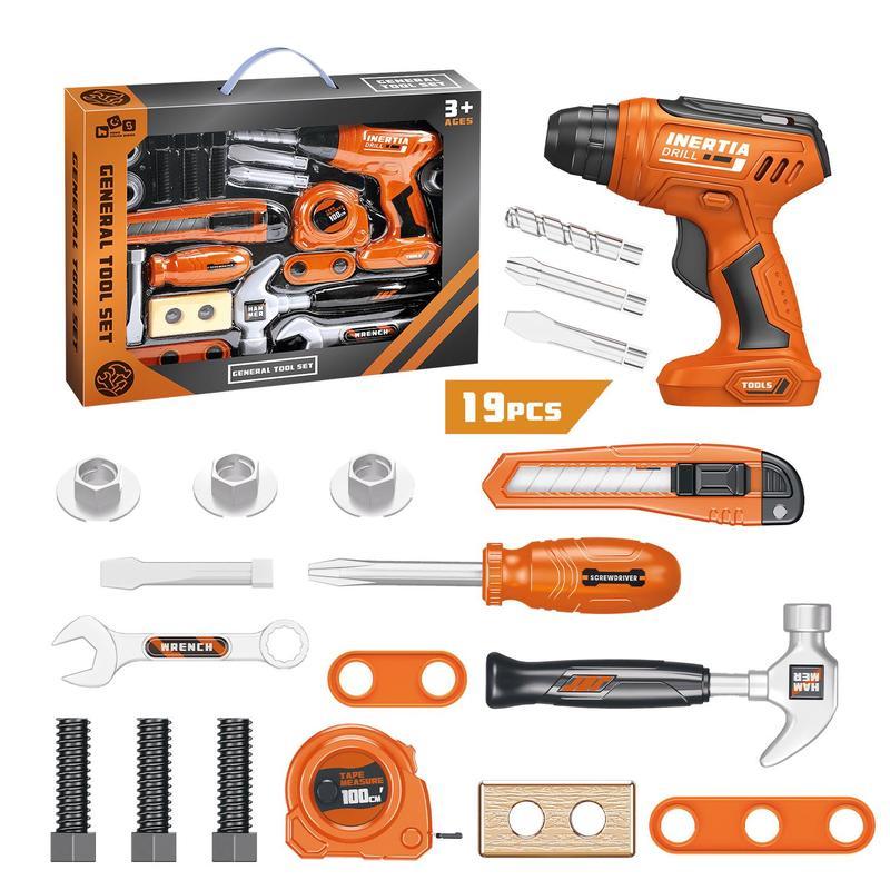 Kids Tool Bench-19PCS Kids Tool Set With Inertia Drill - STEM Montessori Educational Toy For 3-7 Year Olds | Pretend Play Construction Toolbox & Birthday Party Favors | Christmas Gift Stocking Stuffers