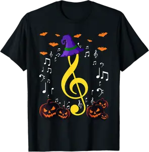 Music Note Pumpkin Fall Music Teacher Halloween Costume T-Shirt - Jaredsab Shop 86B0DJRXPH81