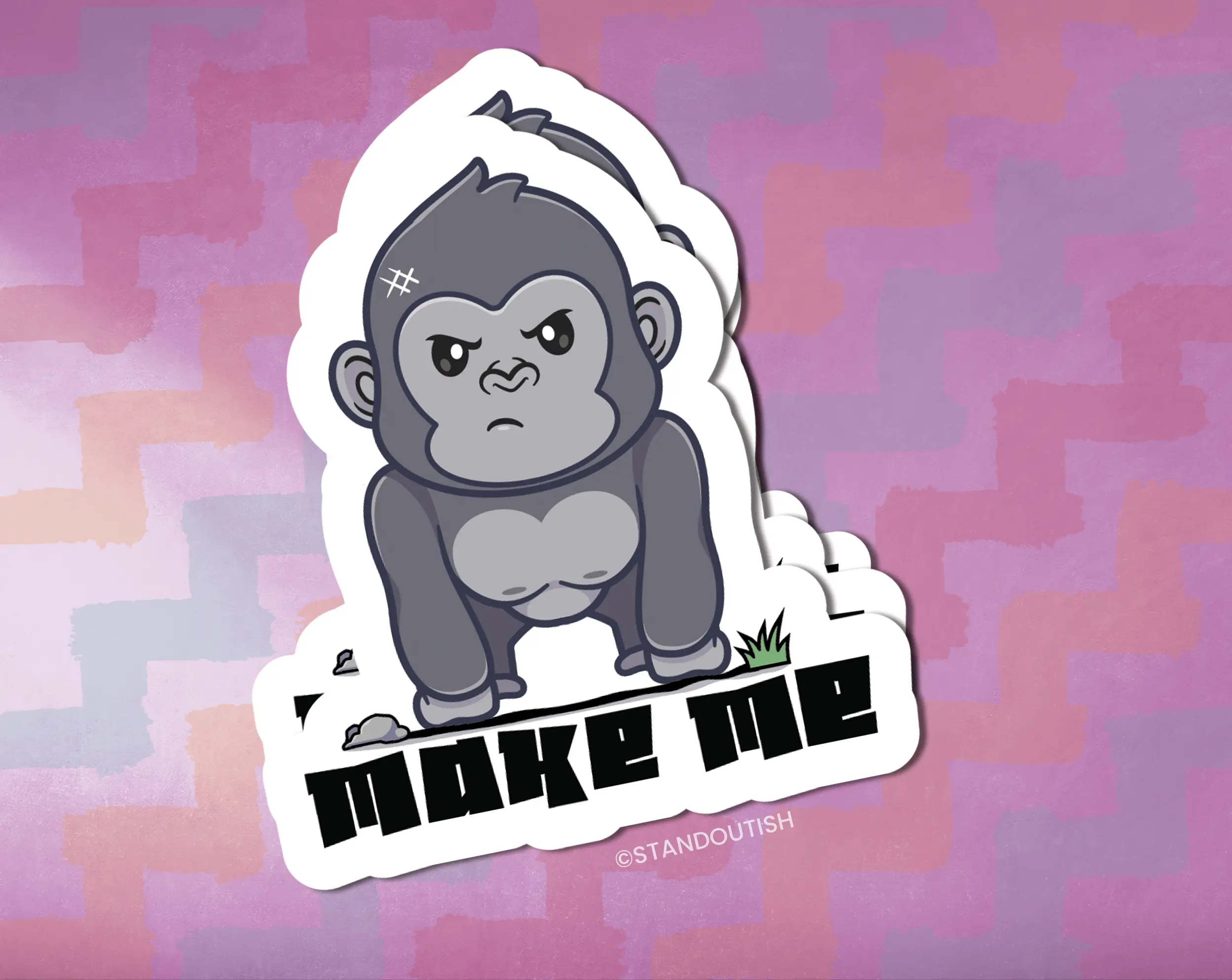 Make Me Gorilla Sticker | Silverback Gorilla, Great Ape, Primate, Funny Animal Sticker, Cute Animal Sticker, Gorilla Vinyl Decal Sticker