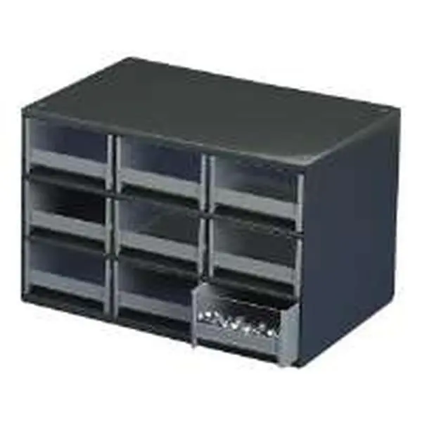 Akro-Mills AKM19909 Sturdy Plastic Modular Cabinet Organizer - 9-Drawer Chest with Transparent Drawers, Steel Frame, 19 l x 12 w x 12 d in., 16.7 lbs, Easily Stackable Gray Indoor Cupboard Furniture, Dresser Organization