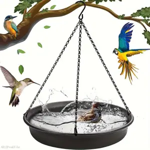 Hanging Bird Bath Feeder, Bird Water Or Seed Tray with Chain & Snap Hooks, Outdoor Bird-Feeding Station, Easy Hanging with Sturdy HookAB12PeakVibe