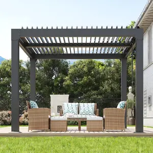 Garvee Louvered Pergola - 10'x10' Outdoor Pergolas with Adjustable Louvered Roof, Reinforced Aluminum Frame, Integrated Drainage System, Outdoor Gazebo for Deck, Patio, Backyard and Garden