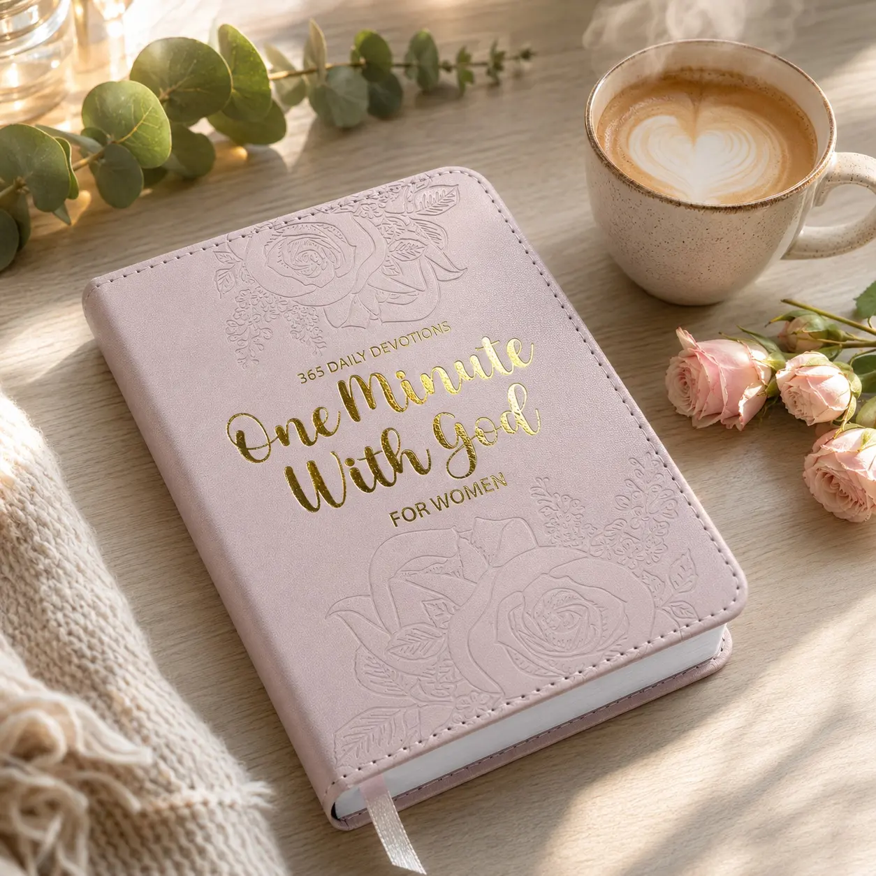 One Minute with God for Women: 365 Daily Devotionals Bible Record Book, Pink Hardcover, Exquisite Embossed Floral Design, Golden Foil Title, Log Book Spiritual Inspiration - Prayer Gift for Mom
