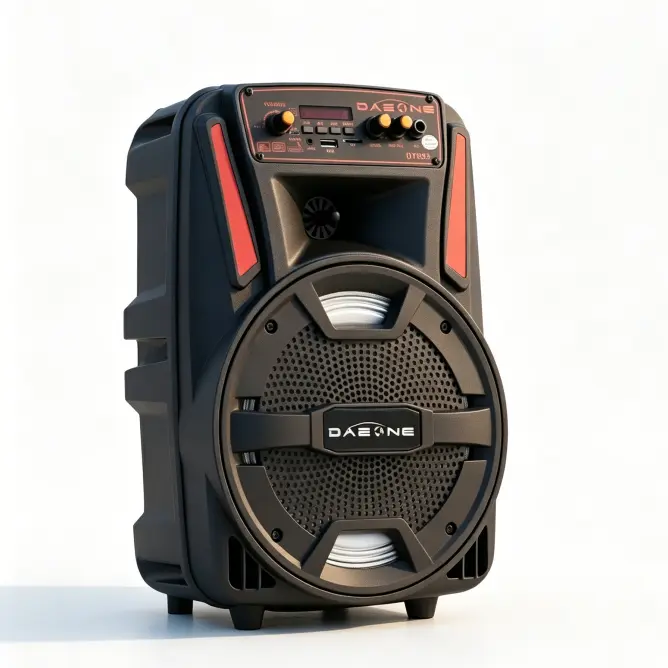 8" Portable Wireless Party Speaker with Wired Microphone, Rechargeable Bluetooth Speaker,FM Radio & LED Lights, Outdoor Speaker