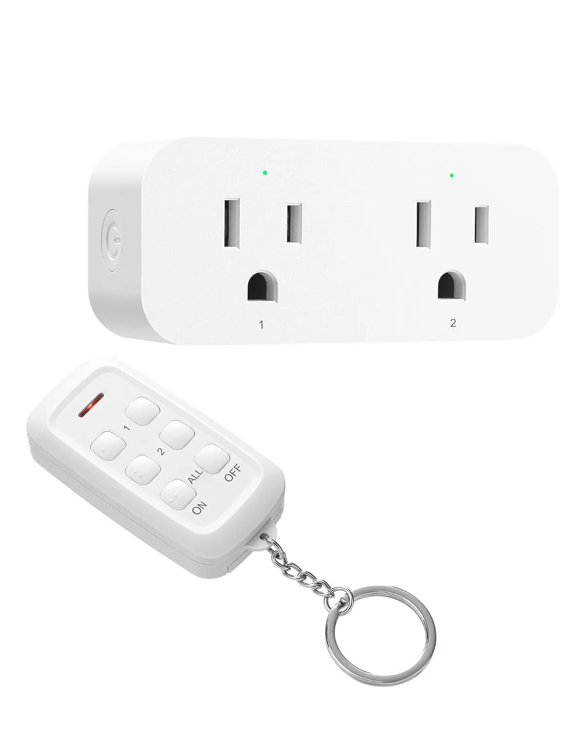 Remote Control Outlet, 2 Independent Control Sockets Electrical Remote Light , No Interference Remote Outlet , No Wiring, 15A/1875W, 100 FT Range, FCC Listed