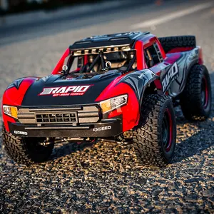 1:14 Scale Battery-Powered 4WD High-Speed RC Car - Remote Control Off-Road Vehicle with Strong Grip Tires, Red & Blue Design, Competitive Brushless Motor, Ideal for Birthdays, Great Gift for RC Cars Enthusiasts