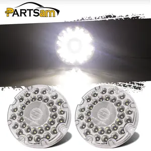 Partsam 2Pcs 7" Round Transit Backup Lights Amber 36 LED, 7 Inch White Bus LED Light Round LED Back-up Reverse Lights [Built-in Reflex Lens] Trailer Truck Tail Light with Weathertight Gaskets
