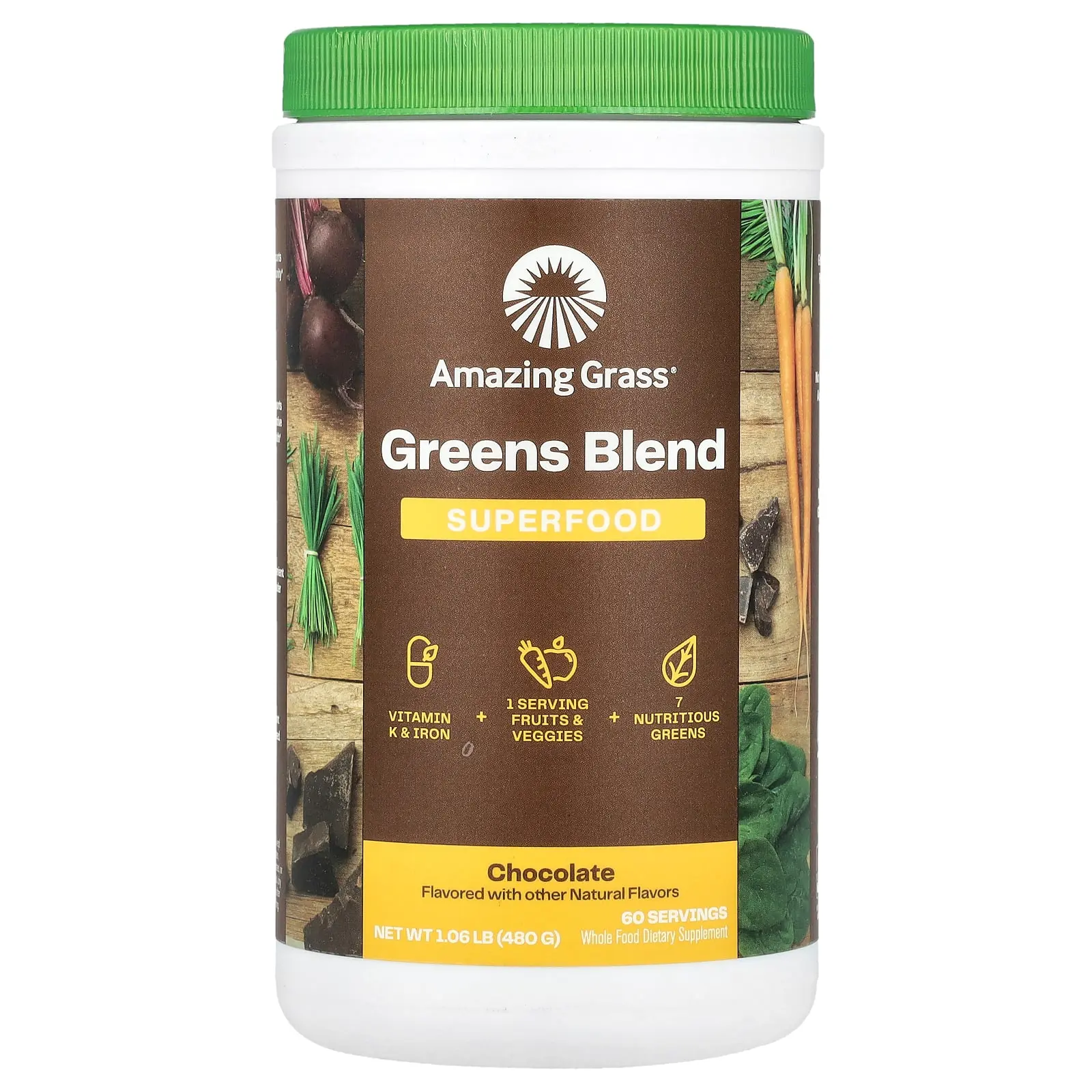 Amazing Grass Greens Blend Superfood, Chocolate, 1.06 oz (480 g)