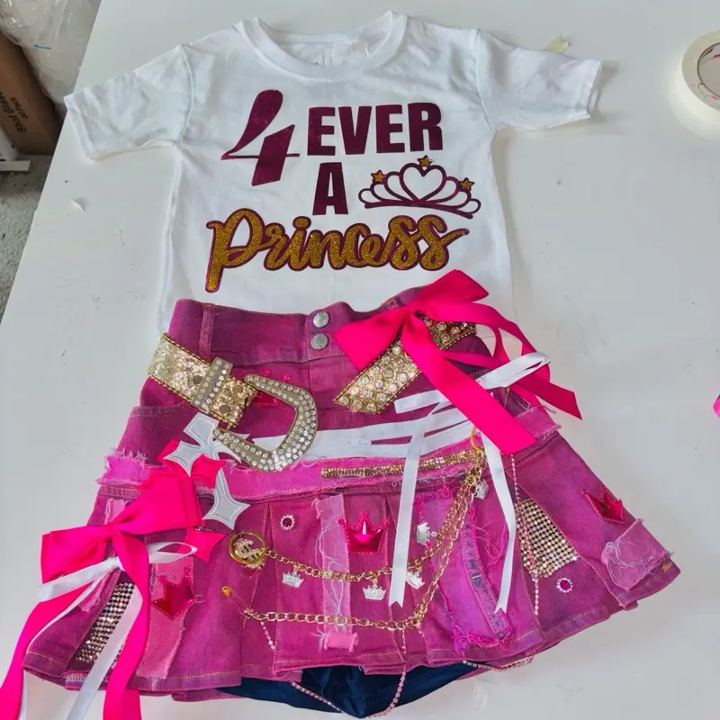 Themed Junk Skirt Set -Skirt with Buckle and T-Shirt - Womenswear and kids Clothes