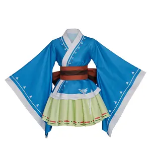 The Legend of Zelda Cosplay Costume Breath of the Wild Cosplay Costume Link Fanart Costume Women Japanese Kimono Outfit Costume