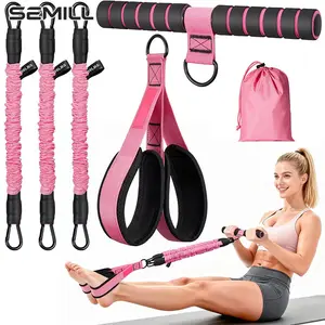 Upgraded Detachable Foot Pedal Resistance Band Set for Yoga Stretching with Handle (3 x 30-pound Resistance Bands + 1 Handle + 1 Foot Pedal + 1 Storage Bag)