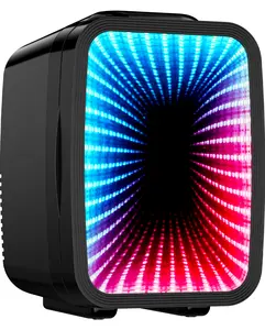 DOVAMAN MF01C Mini Fridge, 7 Light Modes With Running Light Mode, 4 Liter/6 Cans, Quiet Cooling & Retention Function, AC/DC Power, Gaming Mini Fridge for Bedrooms, Office and Car