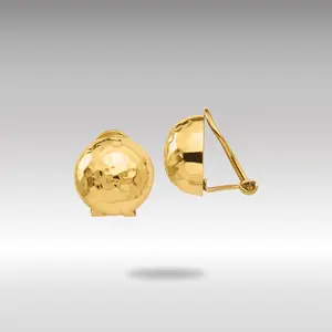 14K Gold Omega Clip 12mm Hammered Non-pierced Earrings - Model H892
