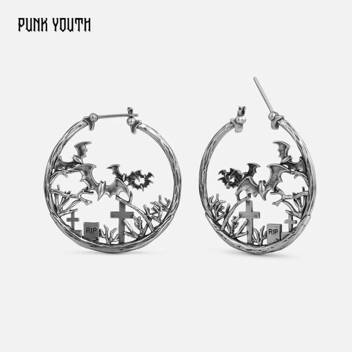 925 Sterling Silver Post GRAVEYARD BAT EARRINGS