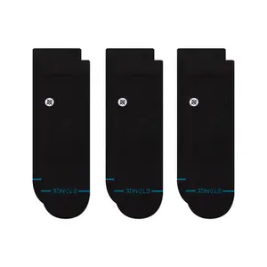 Stance Icon Solid Color Cotton QUARTER Socks, Black - 3-PACK